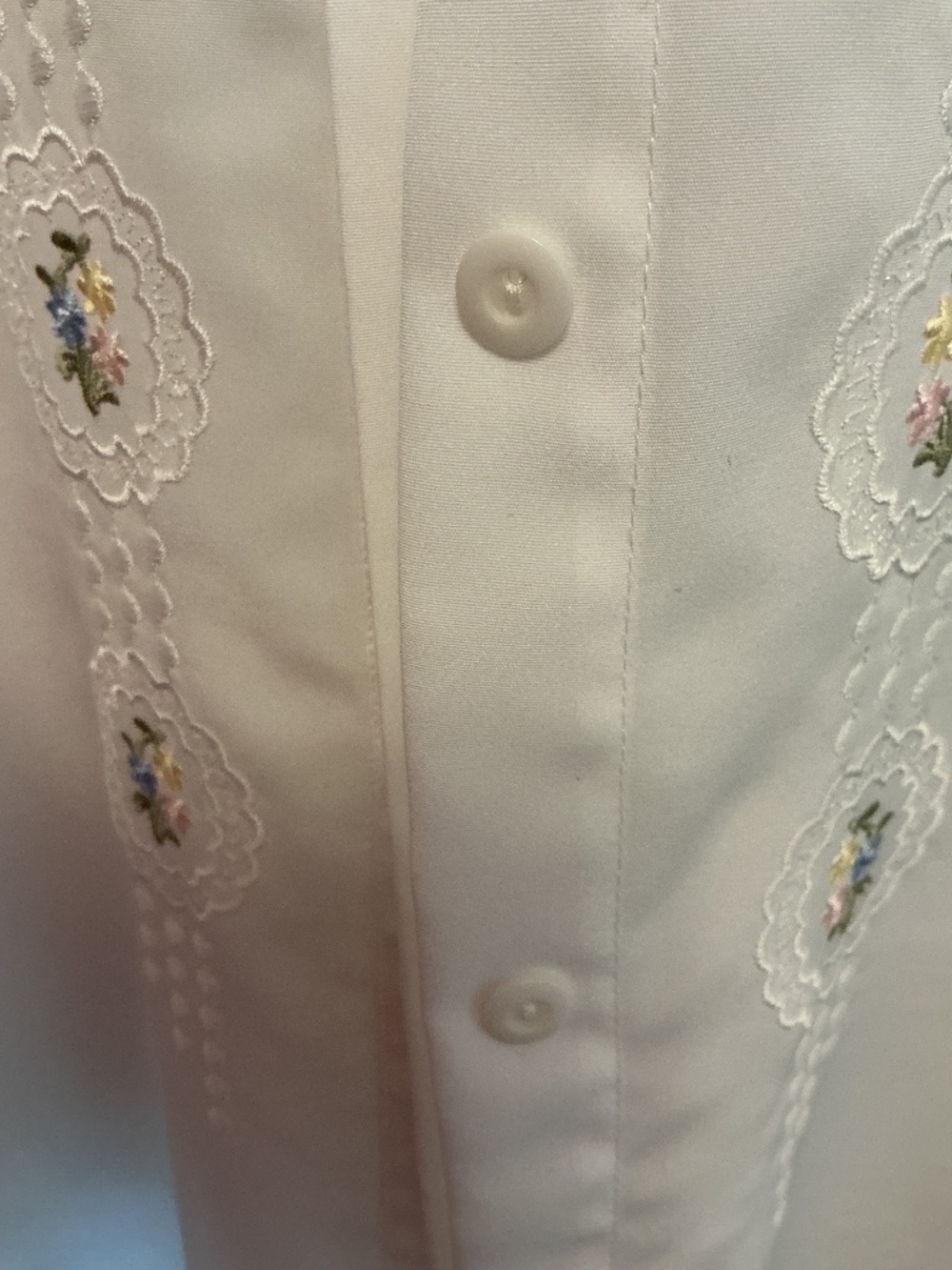 VTG 80s Sears Tradition White Embroidered Blouse Lace Collar Cottagecore Sz 12 - Picture 7 of 9